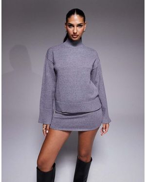 Aria Cove High Neck Oversized Sleeve Jumper Co-ord - Purple