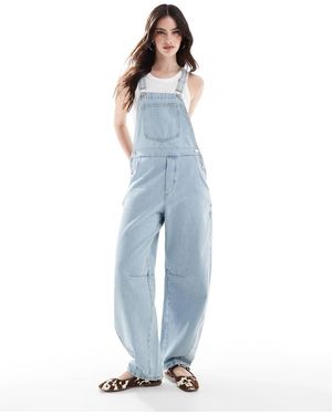 ASOS Peto De Pernera Barrel Con Lavado Claro Y Acabado Desgastado De - Azul