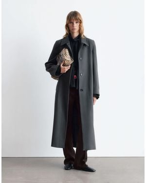 & Other Stories Wool Maxi Coat With Button Detail - Blue
