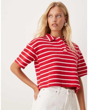 ASOS Boxy Short Sleeve Polo Top - Red