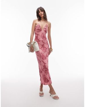 & Other Stories Vestito Midi Con Spalline Sottili Con Stampa A Fiori E Cut-Out Sul Retro - Rosa