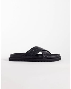 ASOS Cross Over Strap Sandals With Embossed Weave - Blue