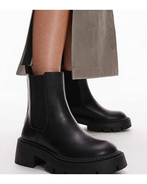 TOPSHOP Wide Fit Lucas Chunky Chelsea Boots - Black