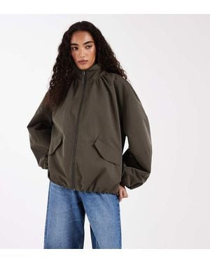 ASOS Asos Design Tall Oversized Funnel Neck Bubble Hem Bomber - Brown