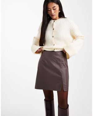 Object Mini-jupe avec aspect cuir enduit - marron chocolat