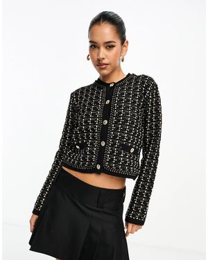 River Island – bouclé-strickjacke - Schwarz