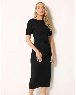 Long Tall Sally Ruched Detail Midi Dress - Black