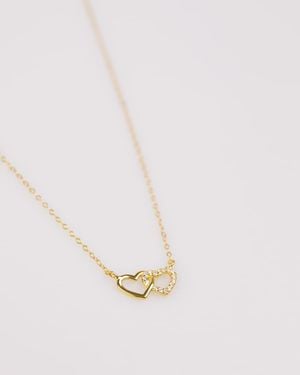 Lovisa Collar Con Colgante De Dos Corazones Con Circonitas De Plata De Ley Chapado En Oro De - Neutro