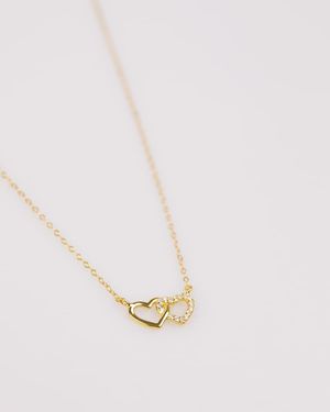 Lovisa Plated Sterling Double Heart Cubic Zirconia Necklace - Natural
