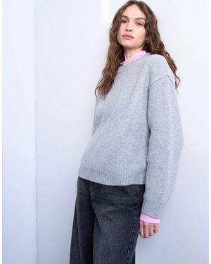 TOPSHOP – kastiger strickpullover - Grau
