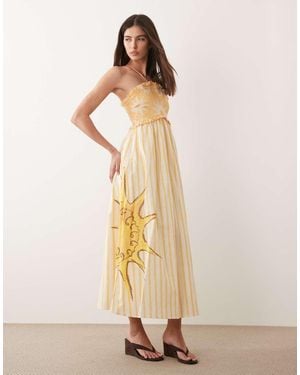 Never Fully Dressed Ashley Cotton Halter Neck Maxi Dress - Natural
