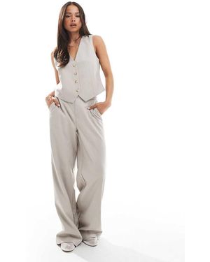 Object Pinstripe Tailored Wide Leg Trousers Co-ord - White