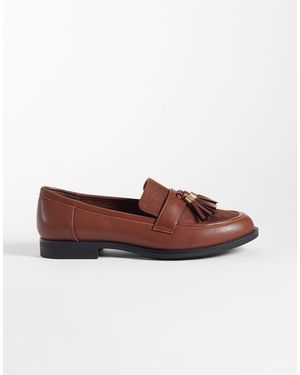 London Rebel Amber Tassel Penny Loafers - Brown