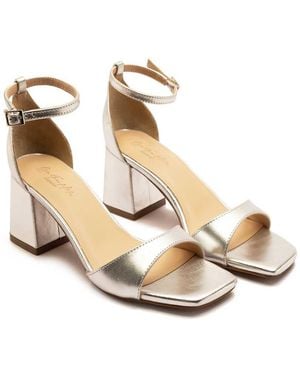 OFF THE HOOK 'Knightsbridge' Low Block Heeled Leather Sandals - Natural