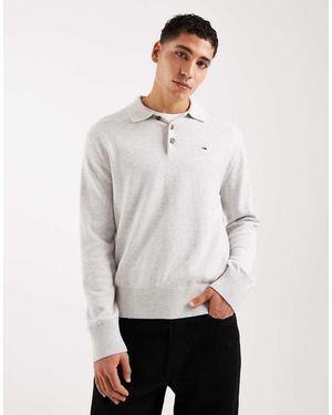 Tommy Hilfiger Essential Knitted Long Sleeve Polo Shirt - White