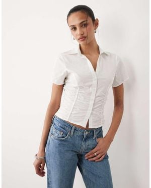Cotton On Short Sleeve Ruched Shirt - Blue