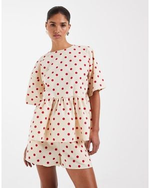 ASOS Oversized Short Sleeve Peplum Top - White