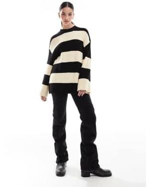 4th & Reckless – gestreifter baumwoll-pullover - Schwarz