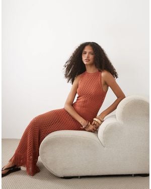Mango Teen Knit Sleeveless Maxi Dress - Brown