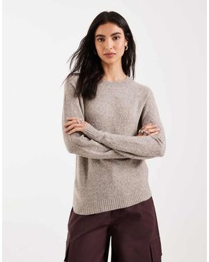 Vero Moda Maglione Color Pietra Lunare Mélange Con Scollo Rotondo - Neutro