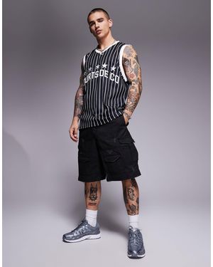 Courtside Baggy Distressed Cargo Short - Black