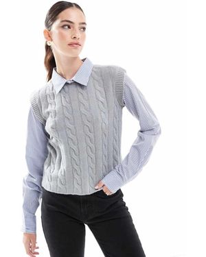 Threadbare Jersey Y Camisa Azul 2 En 1 De - Gris