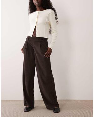 Jdy Pantalones De Pana De Pernera Ancha Con Detalle De Botones En Marrón Oscuro - Multicolor
