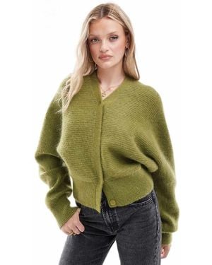 & Other Stories Mohair Wool Blend Fluffy Knit Cardigan - Green