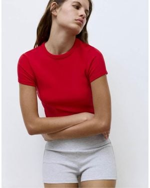 Pull&Bear Fitted Short Sleeve T-shirt - Red