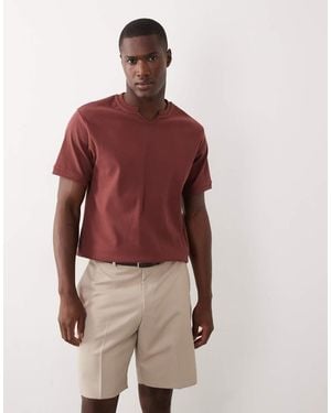 ASOS Heavyweight Regular Fit T-shirt With Notch Neck - Red