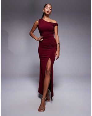 TFNC London One Shoulder Midaxi Dress With Thigh Slit - Purple