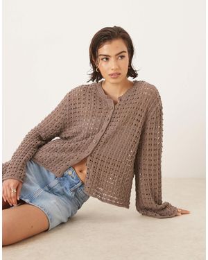 ASOS Knitted Cardigan With Angel Sleeve - Brown