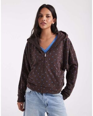Hollister Reversible Zip Up Hoodie - Brown