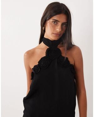 Mango Oberteil mit rosetten-halterneck - Schwarz