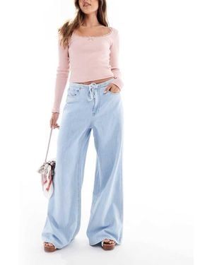 Stradivarius Wide Leg Fluid Jean - Blue