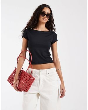 Hollister Seamless Slash Neck Top - Black