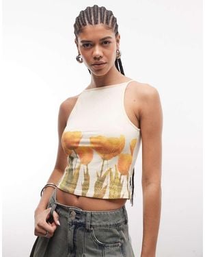 Motel Blurry Print Dudley Top - White