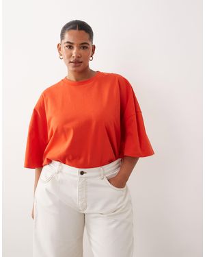 ARRANGE Curve Cotton Oversized Premium Heavyweight Short Sleeve T-shirt - Red