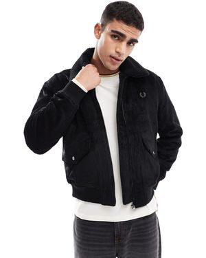 Fred Perry – bomberjacke aus cord - Schwarz