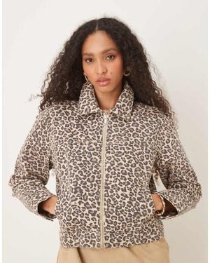 Abercrombie & Fitch Denim Workwear Jack Met Rits - Bruin