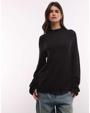 Weekday Wool Blend Mock Neck Jumper - Black