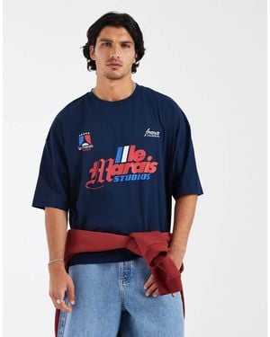 ASOS Boxy Oversized T-Shirt With Football Graphic - Blue