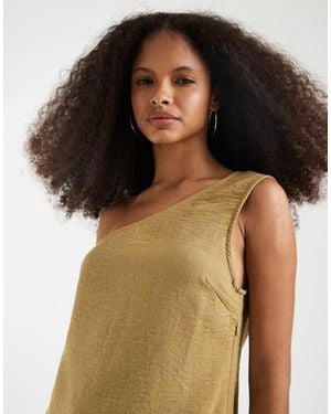 Vero Moda Linen Look One Shoulder Mini Dress - Black