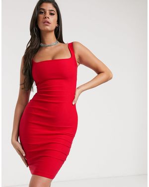 Vesper Square Neck Pencil Dress - Red