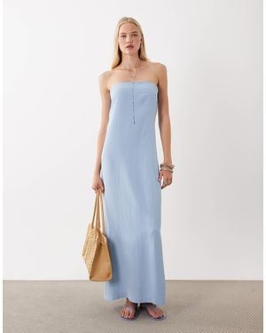 ASOS Linen Blend Clean Column Maxi Dress - Blue