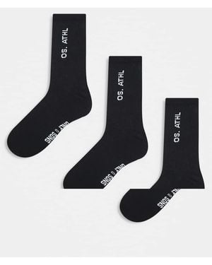 Only & Sons Pack De 3 Pares De Calcetines Negros Con Texto Blanco De