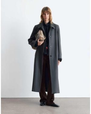 & Other Stories Wool Maxi Coat With Button Detail - Blue