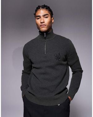 River Island Boucle Half Zip Jumper - Grey