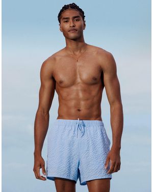 ASOS – kurze badeshorts aus seersucker - Blau