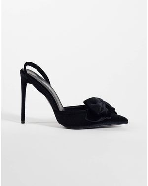 Public Desire Pepper Slingback Heeled Shoes With Bow - Black